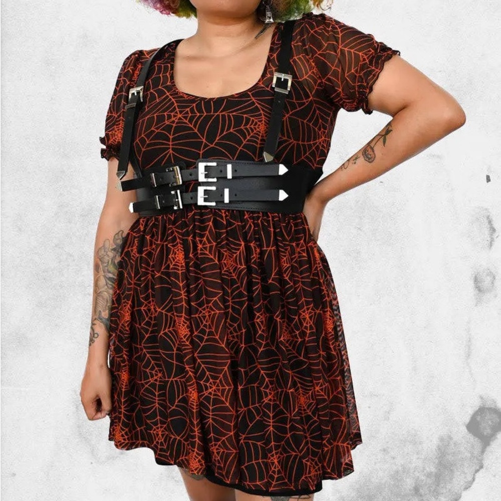 Foxblood cobweb mesh babydoll dress plus size 4x goth witchy